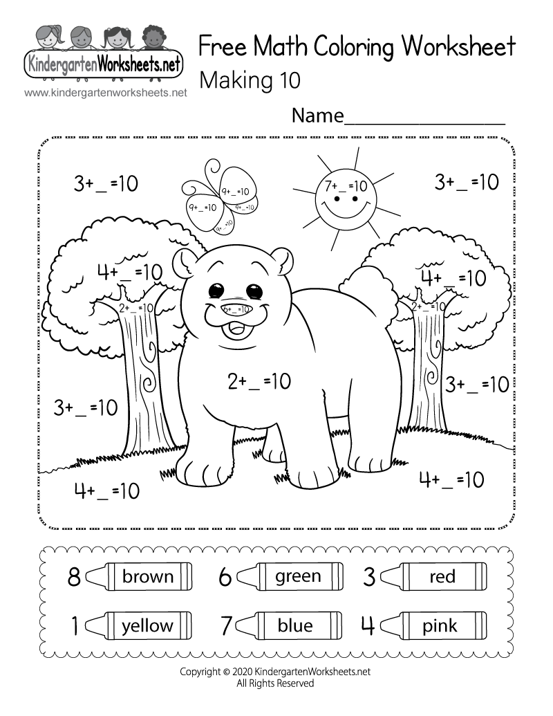 Free Printable Making 10 Math Coloring Worksheet Math Coloring Pages Printable PDFs By K12mathworksheets