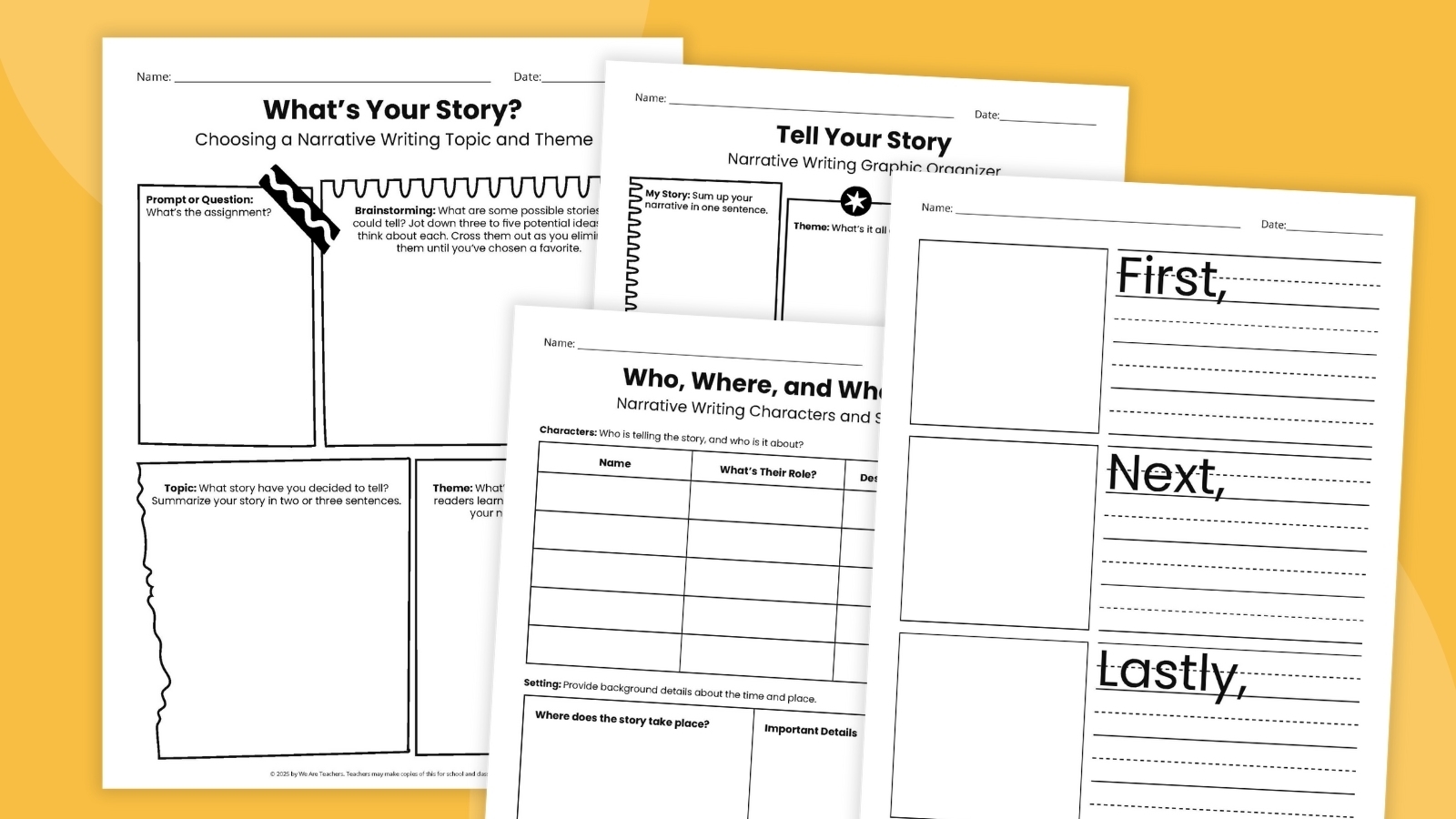Free Printable Narrative Writing Graphic Organizer Bundle Theme Worksheet 7 Reading Activity