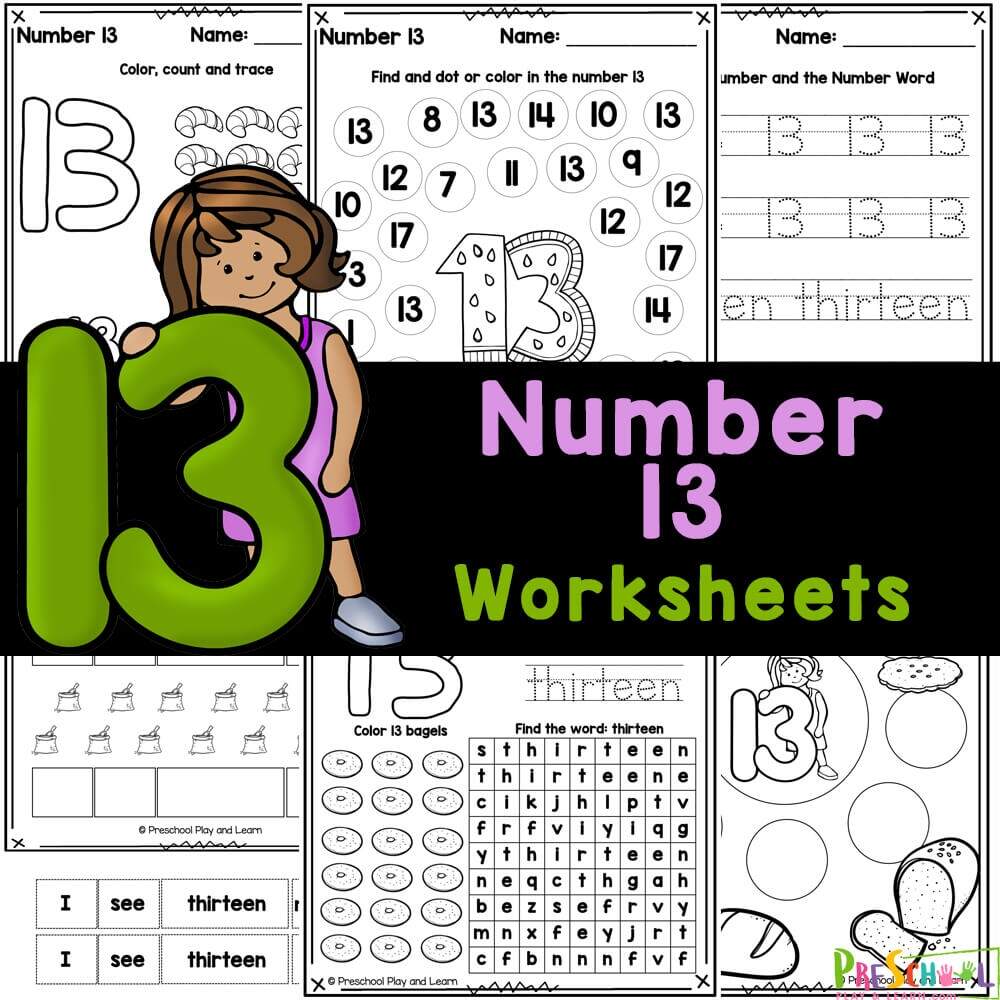 FREE Printable Number 13 Worksheets For Preschool Number 13 Writing Counting And Identification Printable Worksheets For Children