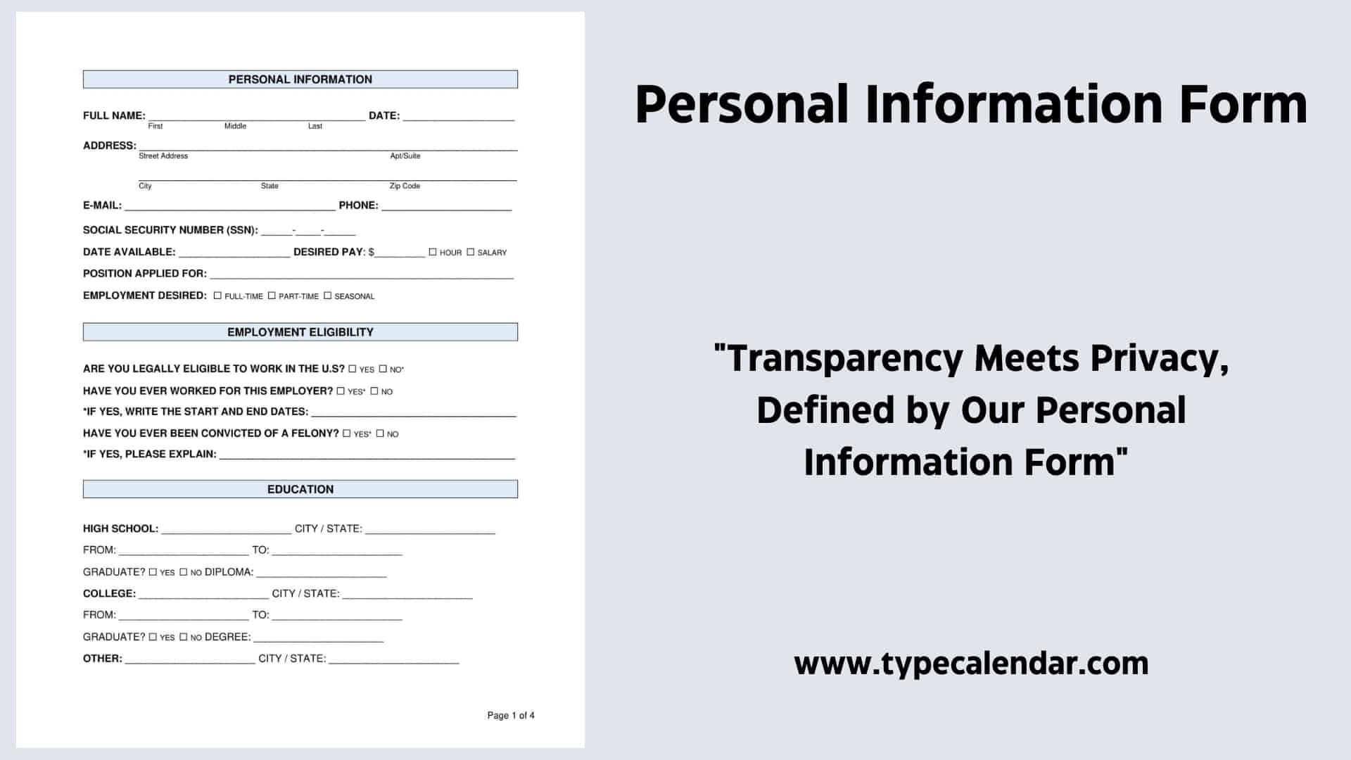 Free Printable Personal Information Form Templates PDF Word Basic Free Printable Personal Information Form Templates PDF Word Basic