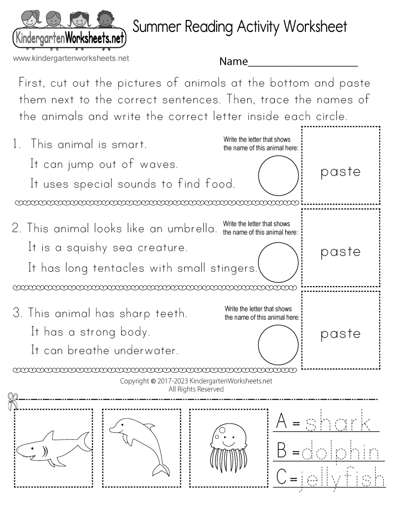 Free Printable Summer Reading Activity Worksheet
