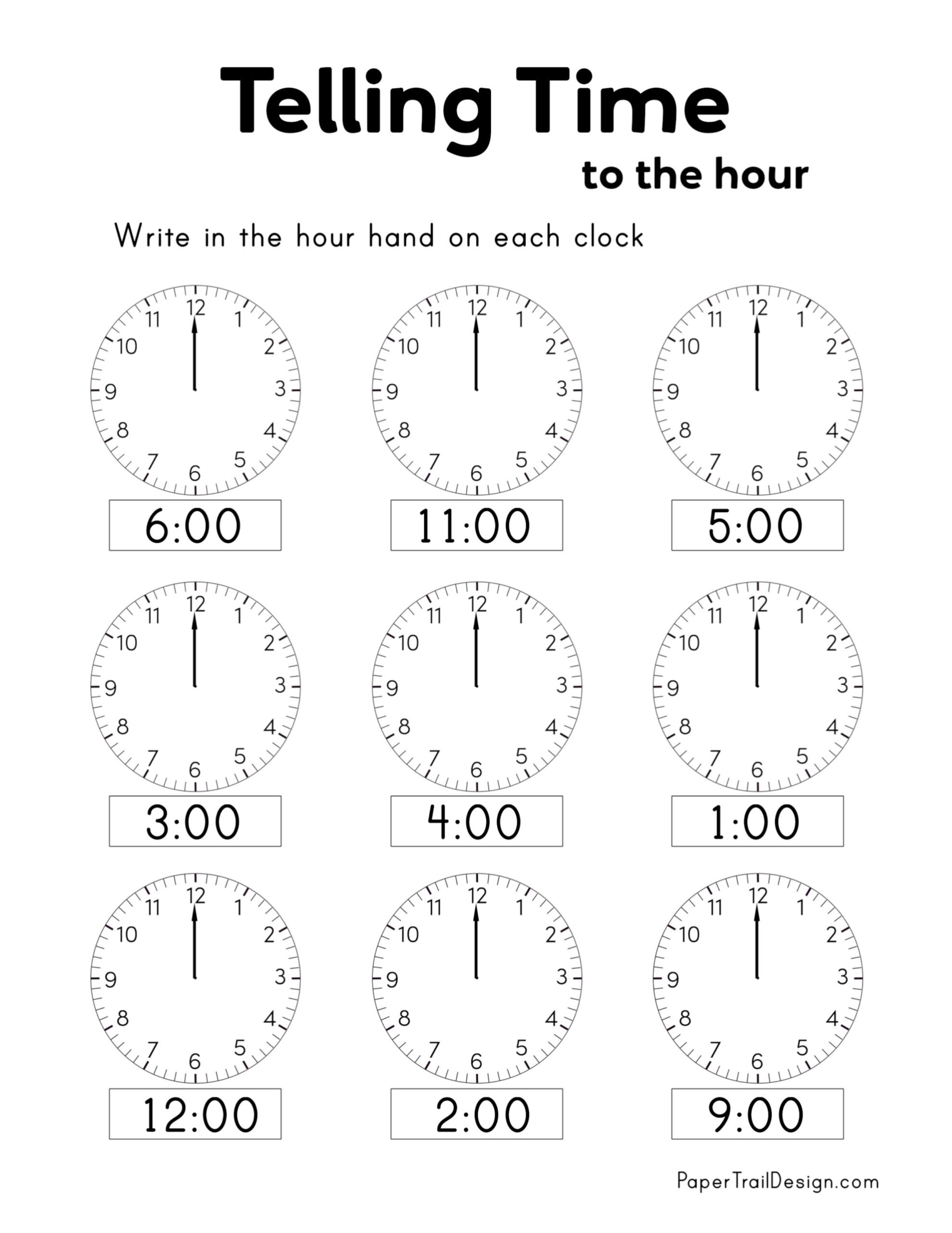Free Printable Telling Time Worksheets Paper Trail Design Clock Worksheets Quarter Past And Quarter To