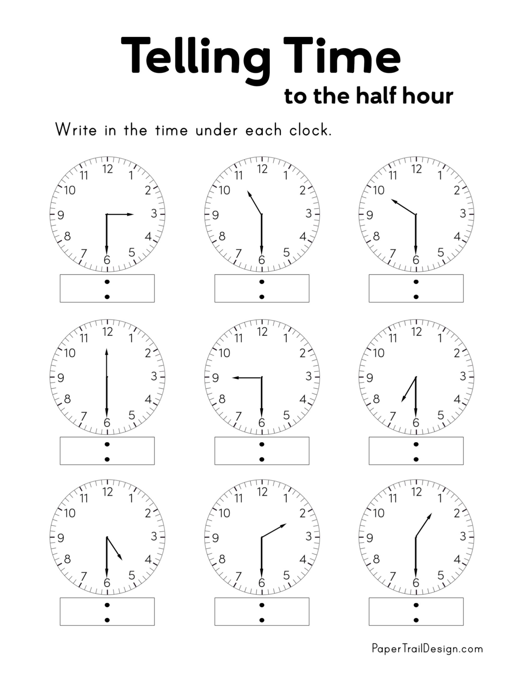 Free Printable Telling Time Worksheets Paper Trail Design Free Printable Telling Time Worksheets Paper Trail Design