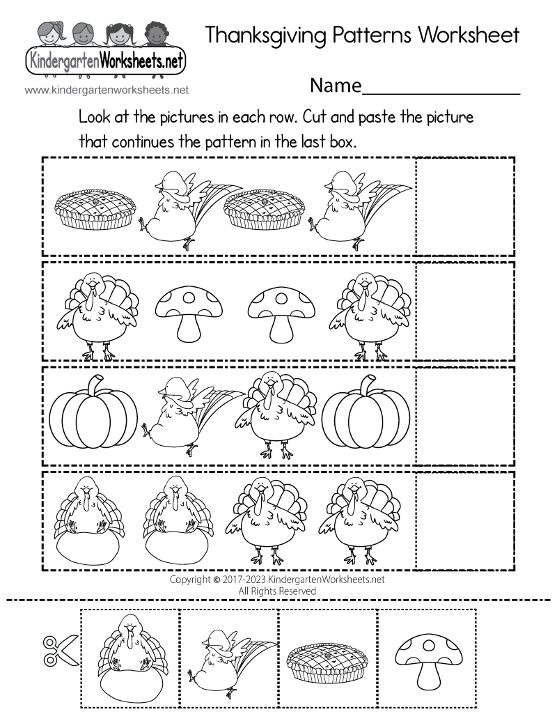Free Printable Thanksgiving Patterns Worksheet Thanksgiving Tracing Worksheet Free Printable Digital PDF
