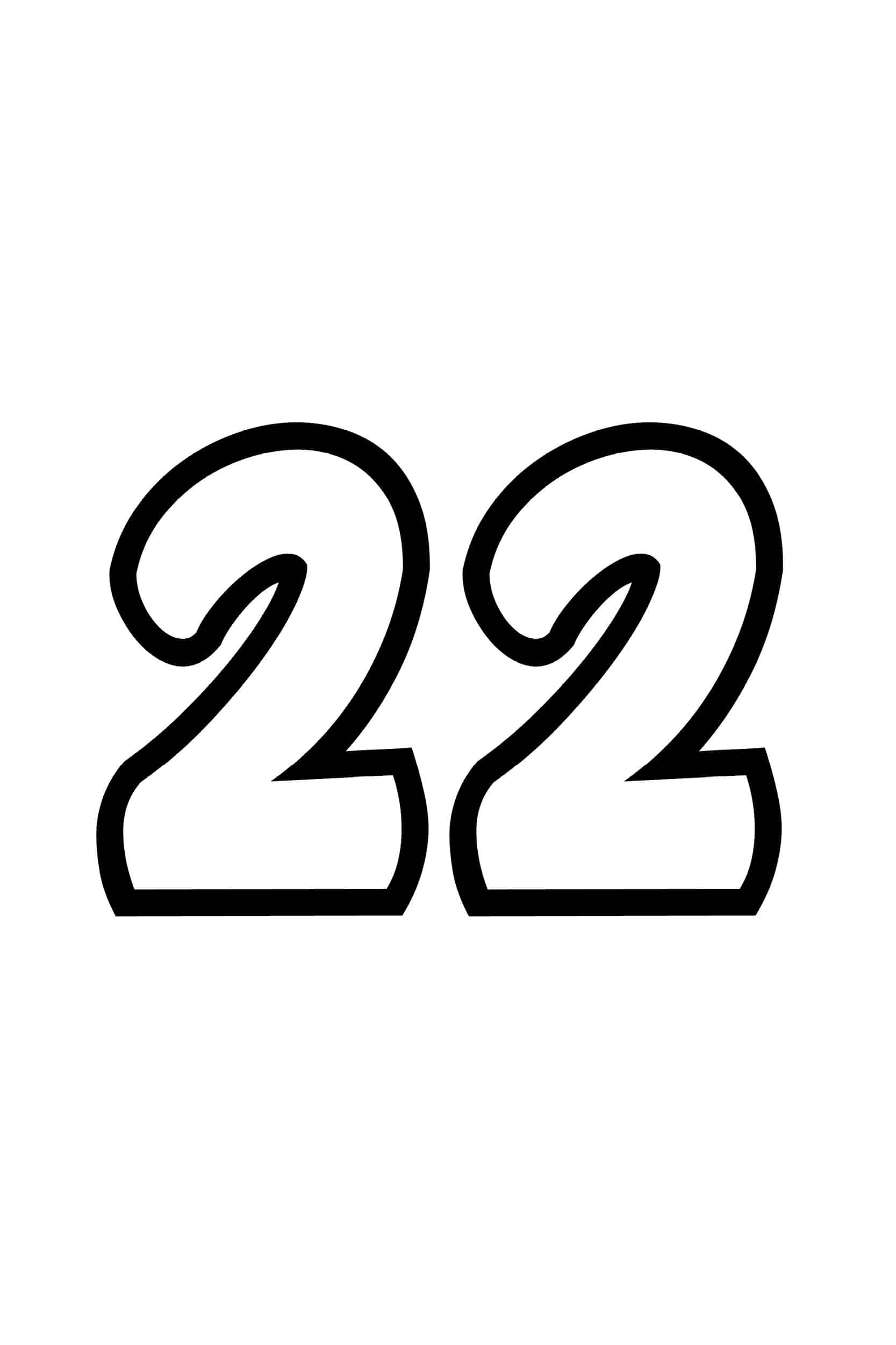 Free Printable Tracing Numbers Bubble Number 22