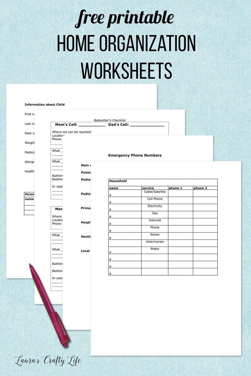 Free Printable Worksheets For Organizing Your Home Free Printable Worksheets For Organizing Your Home