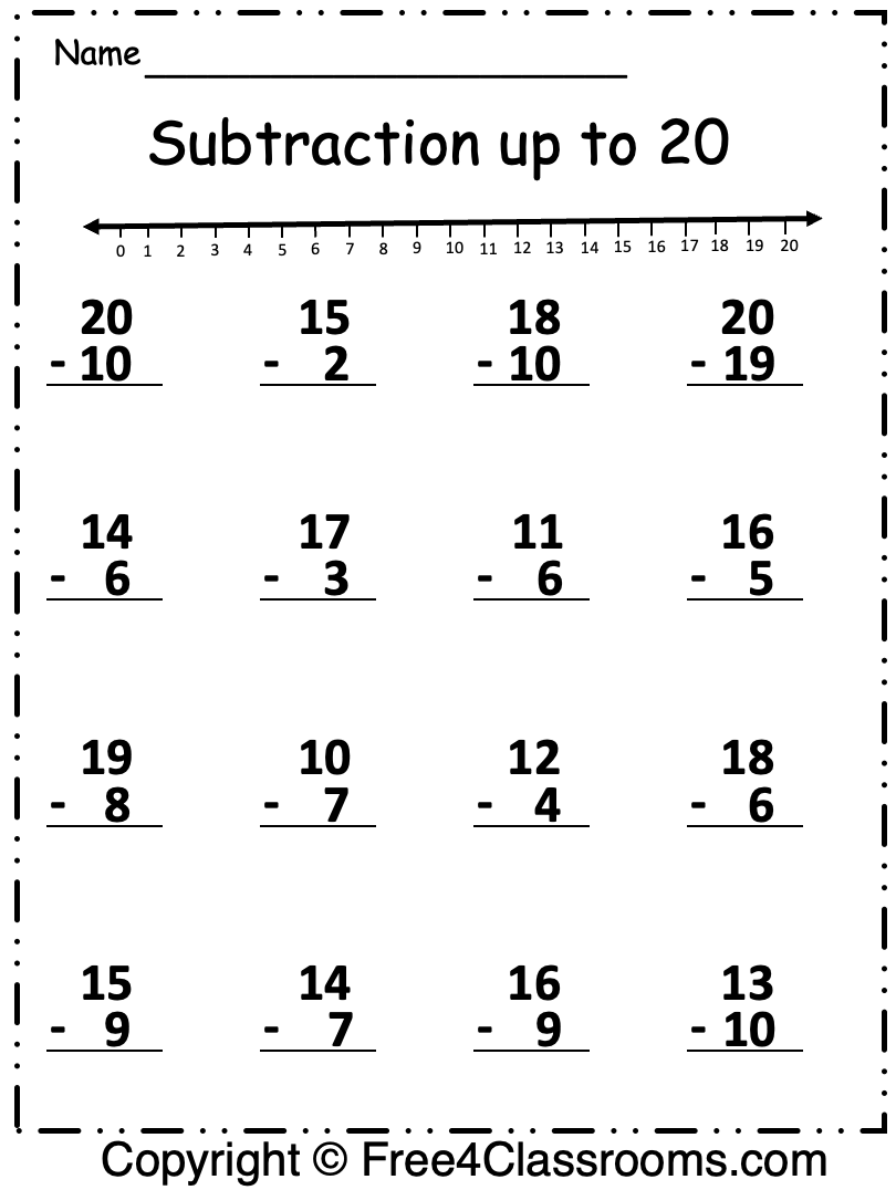 Free Subtraction Up To 20 Worksheet Free Worksheets Worksheets Library Free Subtraction Up To 20 Worksheet Free Worksheets Worksheets Library