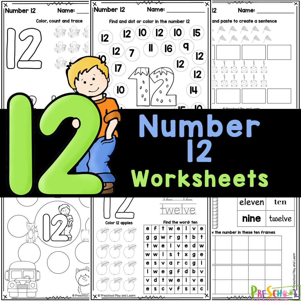 FREE Trace And Write Number 12 Worksheets For Preschool Number Twelve Writing Counting And Identification Printable Worksheets For Children