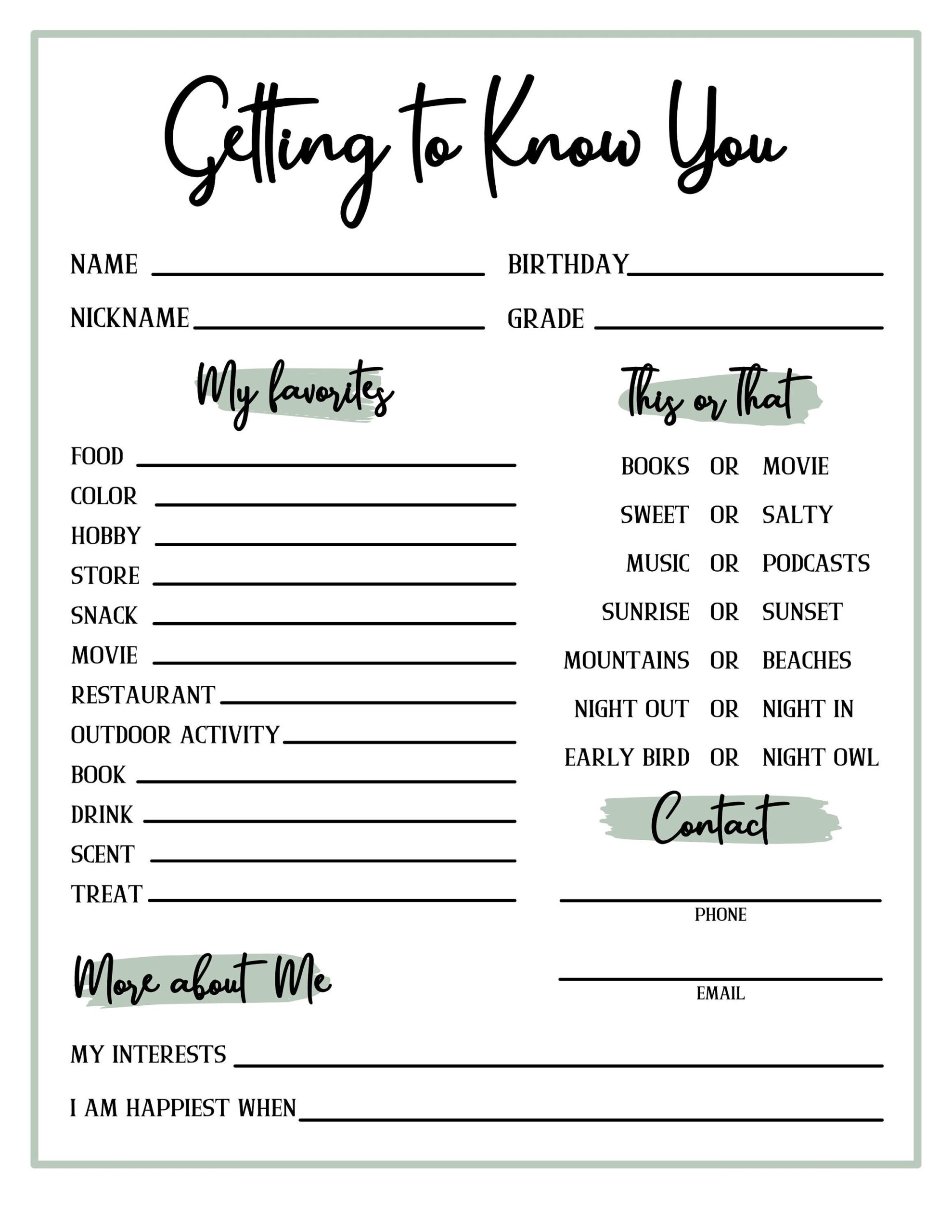 Get To Know You Worksheet Etsy Sweden Get To Know You Worksheet Etsy Sweden