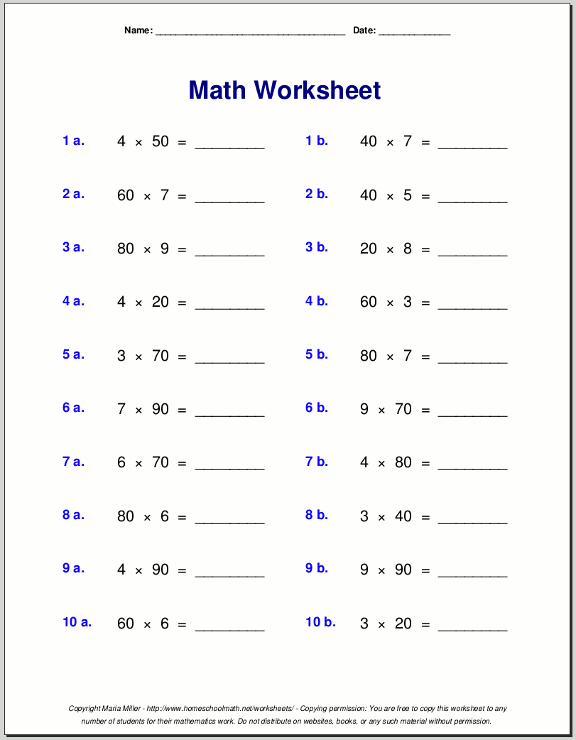 Grade 4 Multiplication Worksheets Grade 4 Multiplication Worksheets