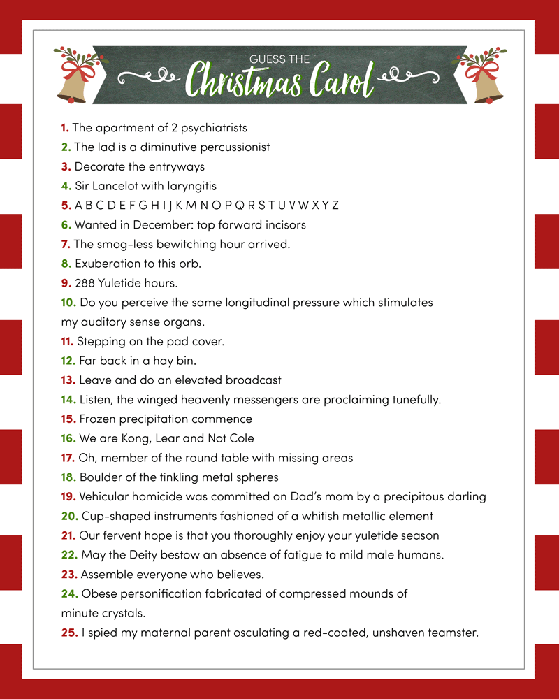 Guess The Christmas Carole Game FREE Printable Lil Luna Guess The Christmas Carole Game FREE Printable Lil Luna