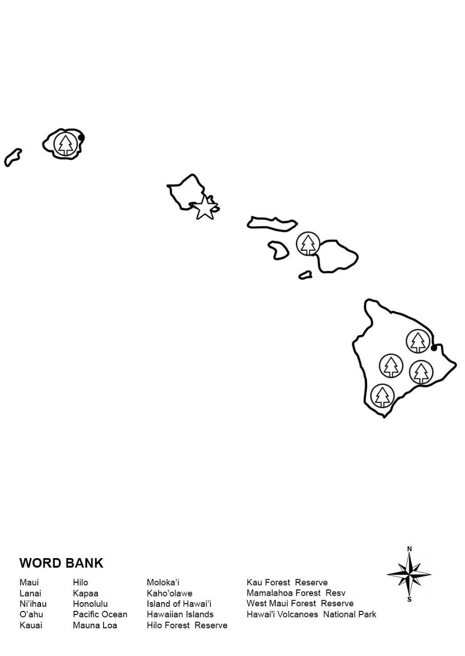 Hawaii Map Worksheet Coloring Page Free Printable