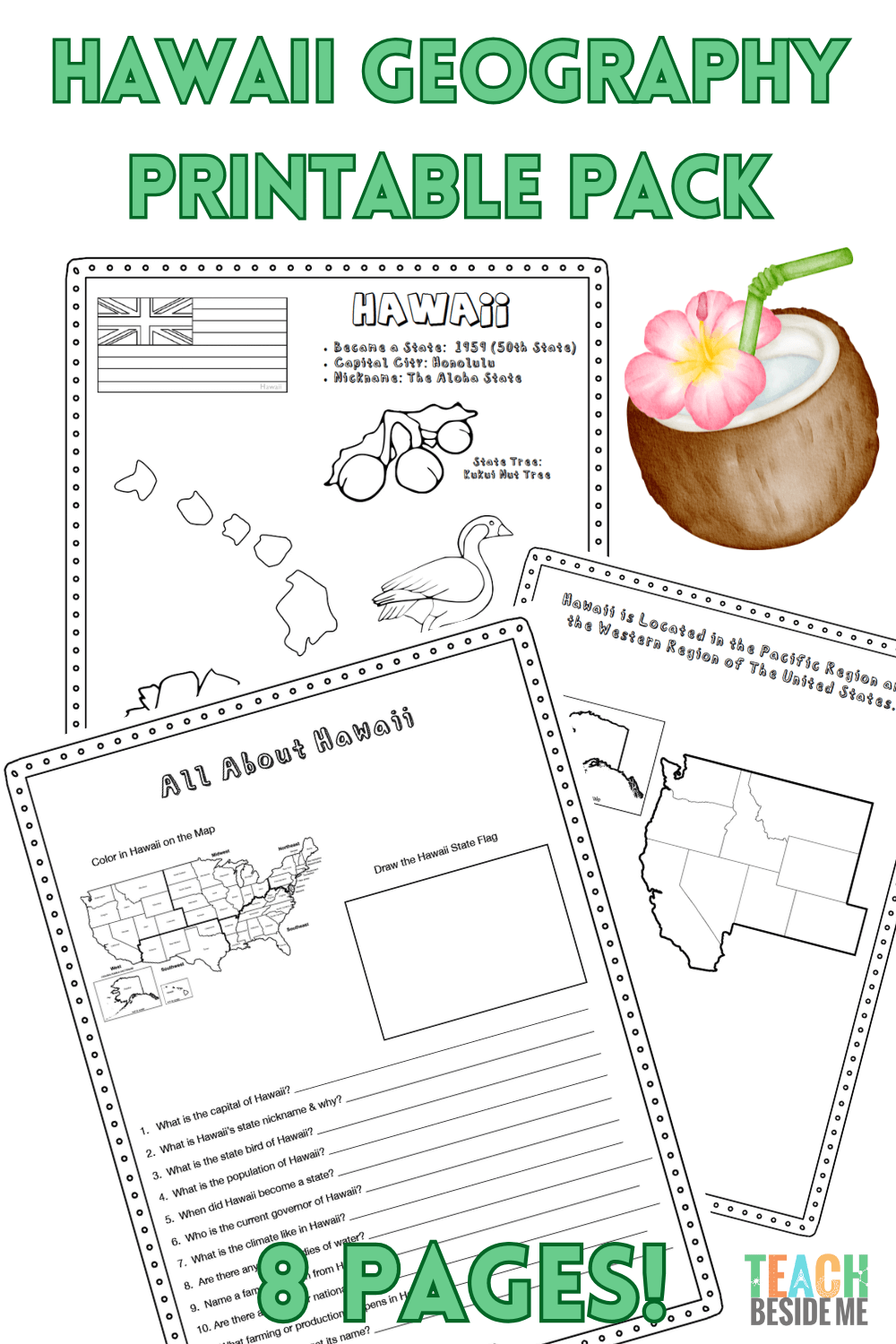 Hawaii State Geography For Kids Printable Learning Pack Teach Beside Me