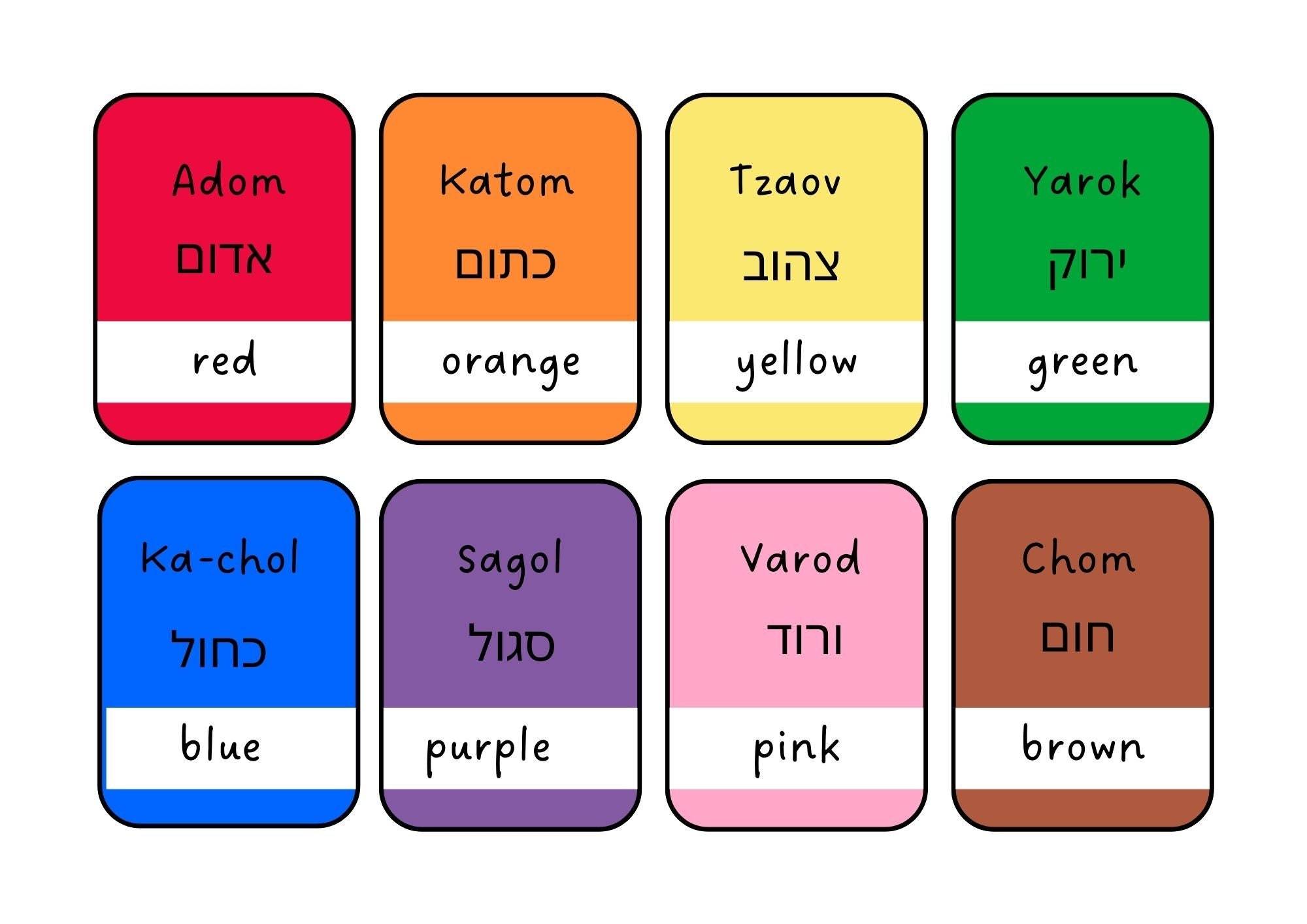 Hebrew Colors Flashcards Learn The Hebrew Colors Fast Etsy Israel Hebrew Colors Flashcards Learn The Hebrew Colors Fast Etsy Israel