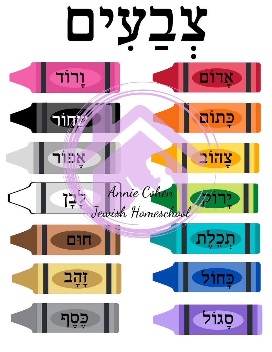 Hebrew Colors Worksheet PDF Etsy UK