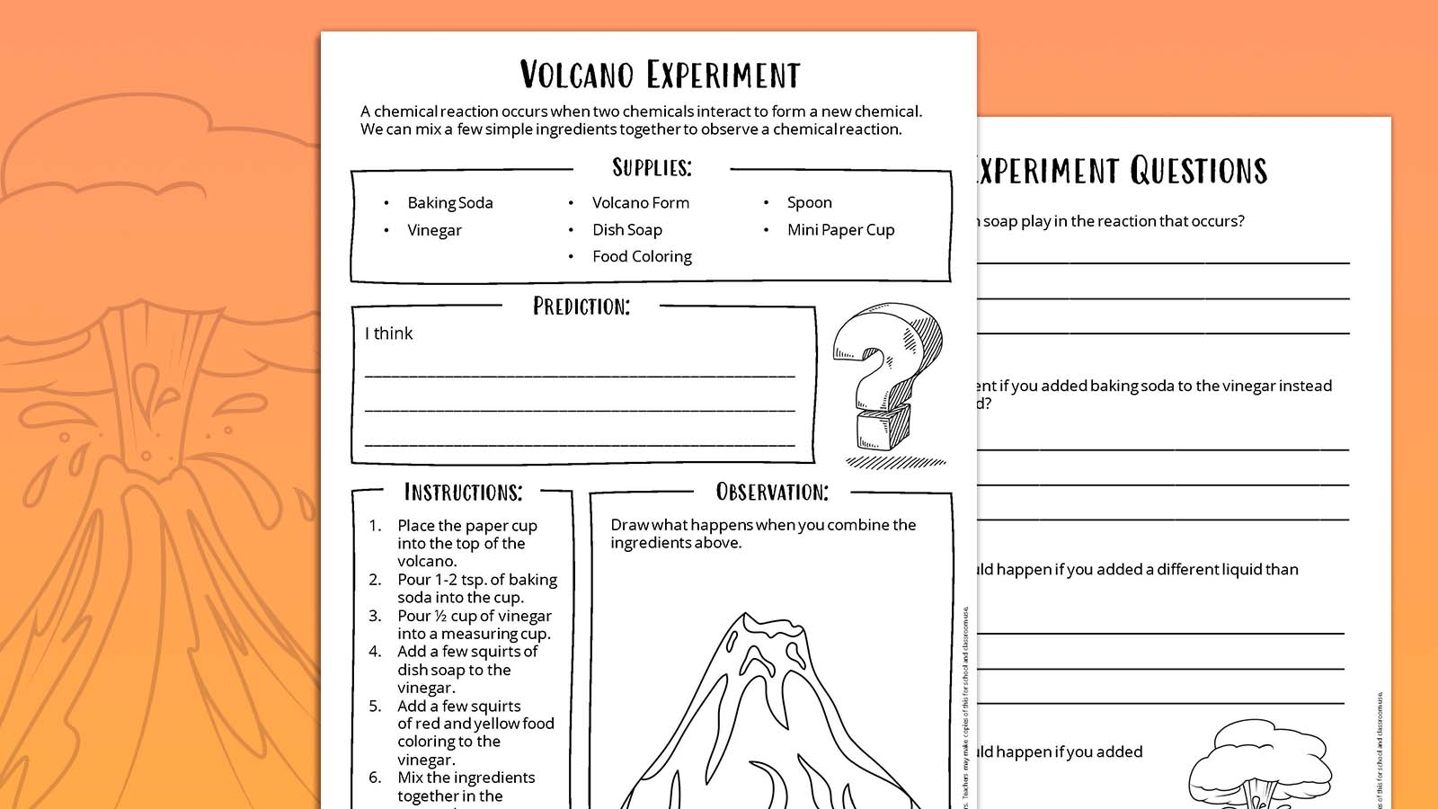 How To Make A Baking Soda Volcano With Free Observation Sheet 13 Volcano Worksheets 2nd Grade Free PDF At Worksheeto