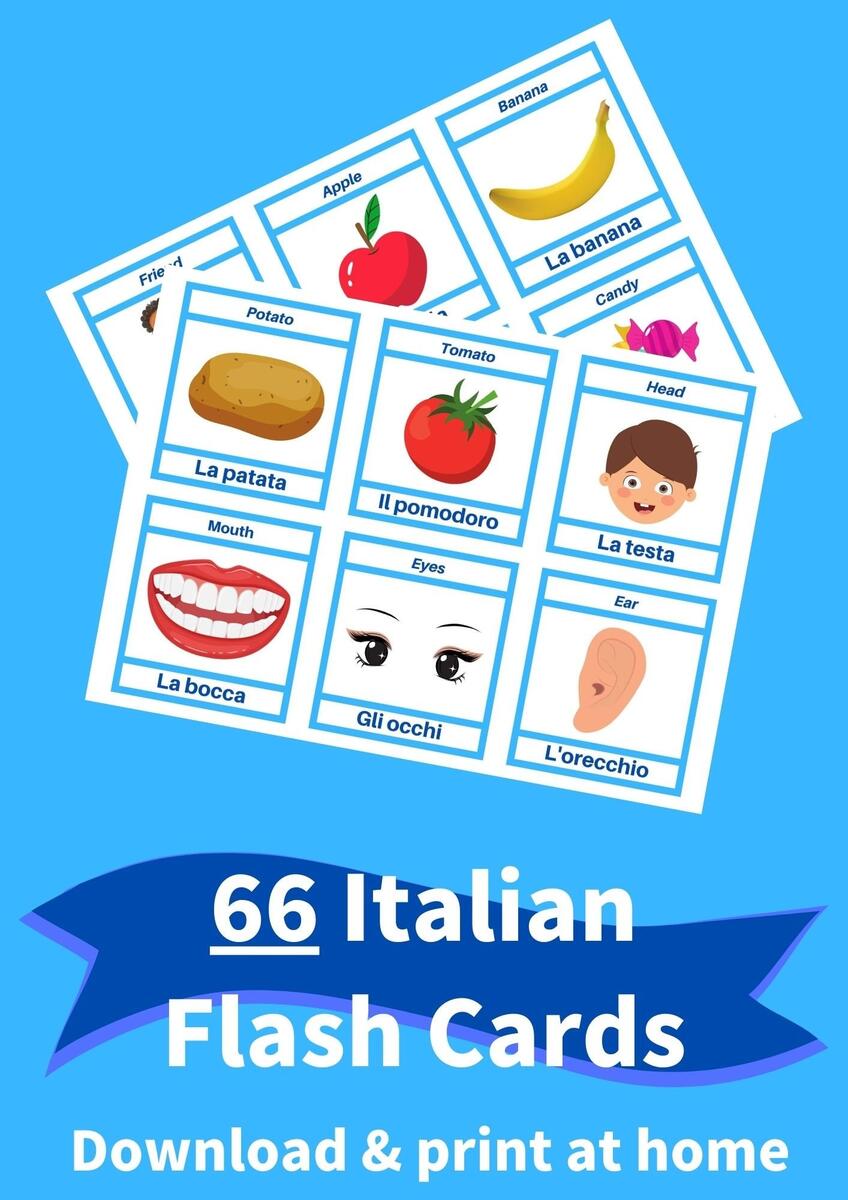 Italian Phrase Flashcards For Beginners Learn Italian Printable PDF