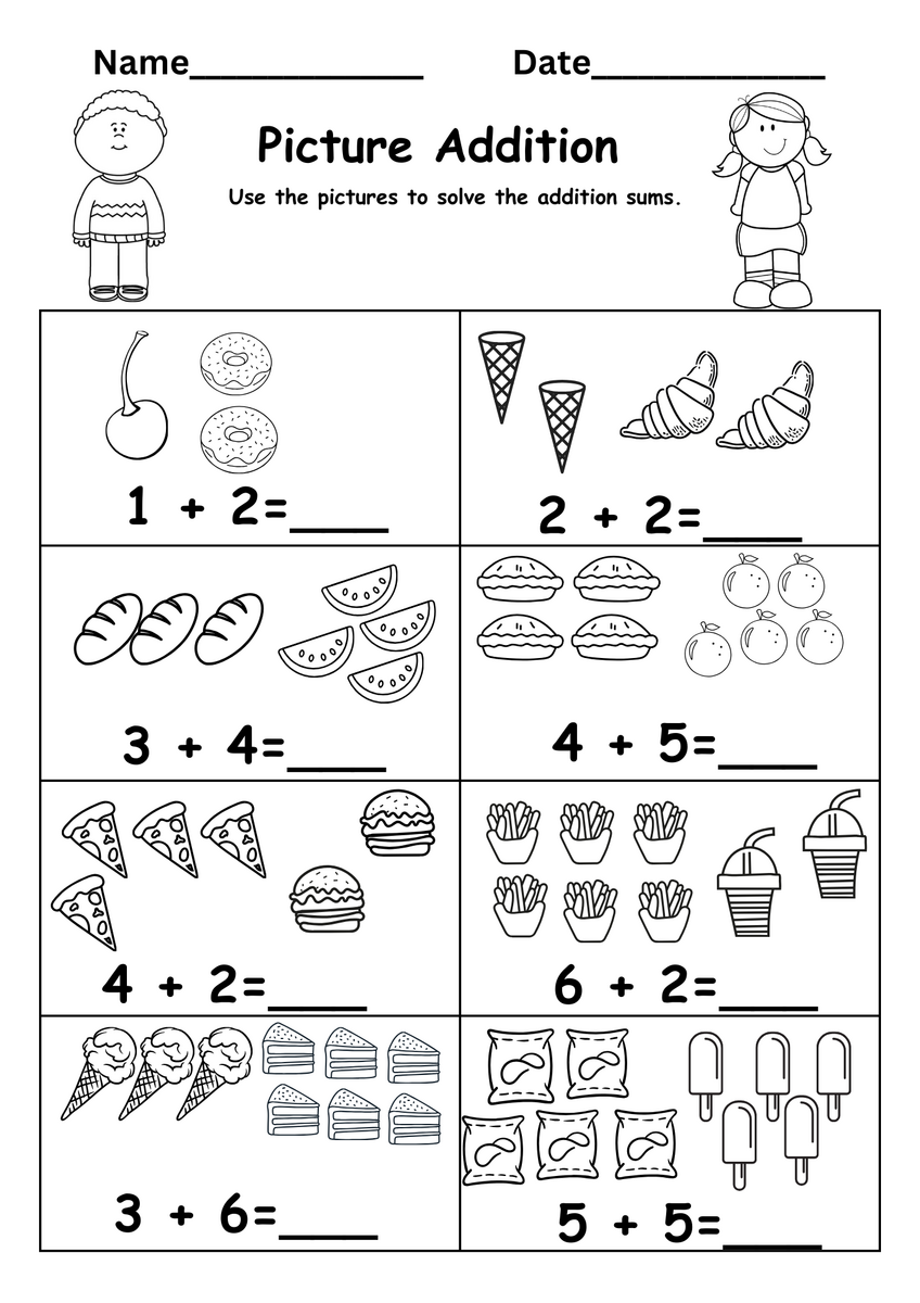 Kindergarten Addition Worksheet Free Color By Addition Worksheet Free Printable Digital PDF