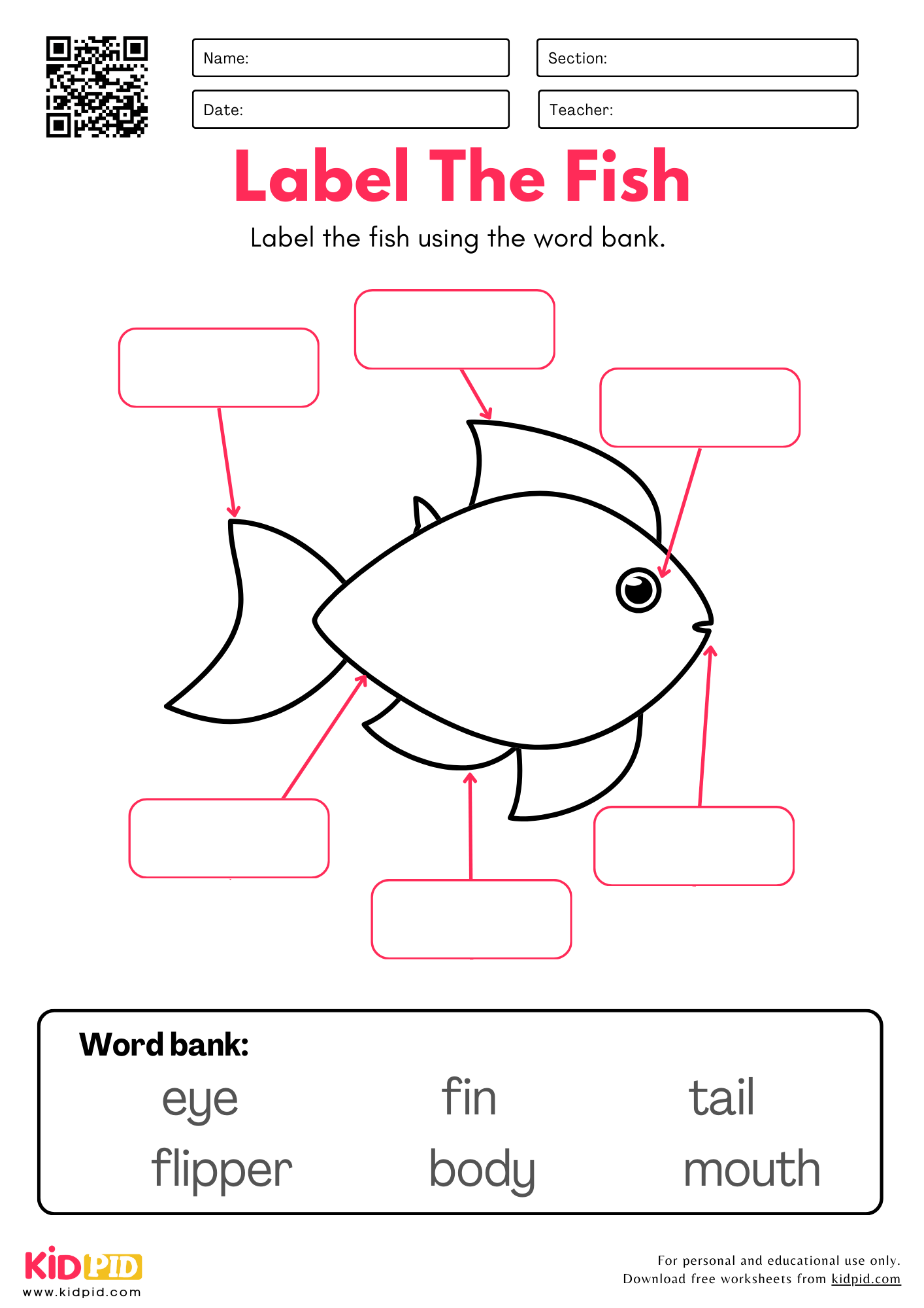 Label The Fish Worksheet Kidpid Label The Fish Worksheet Kidpid