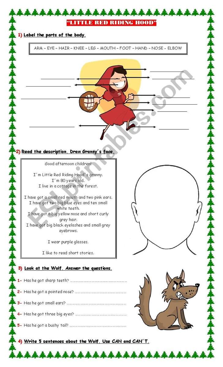LITTLE RED RIDING HOOD Parts Of The Body ESL Worksheet By DaniLupsor LITTLE RED RIDING HOOD Parts Of The Body ESL Worksheet By DaniLupsor