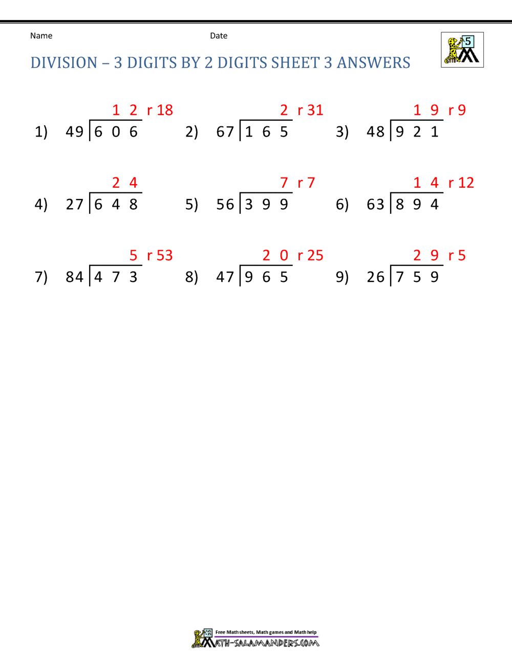 Long Division Worksheets For 5th Grade Long Division Worksheets For 5th Grade