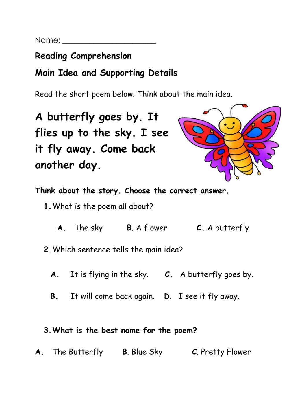Main Idea Online Worksheet For Grade 3 Worksheets Library
