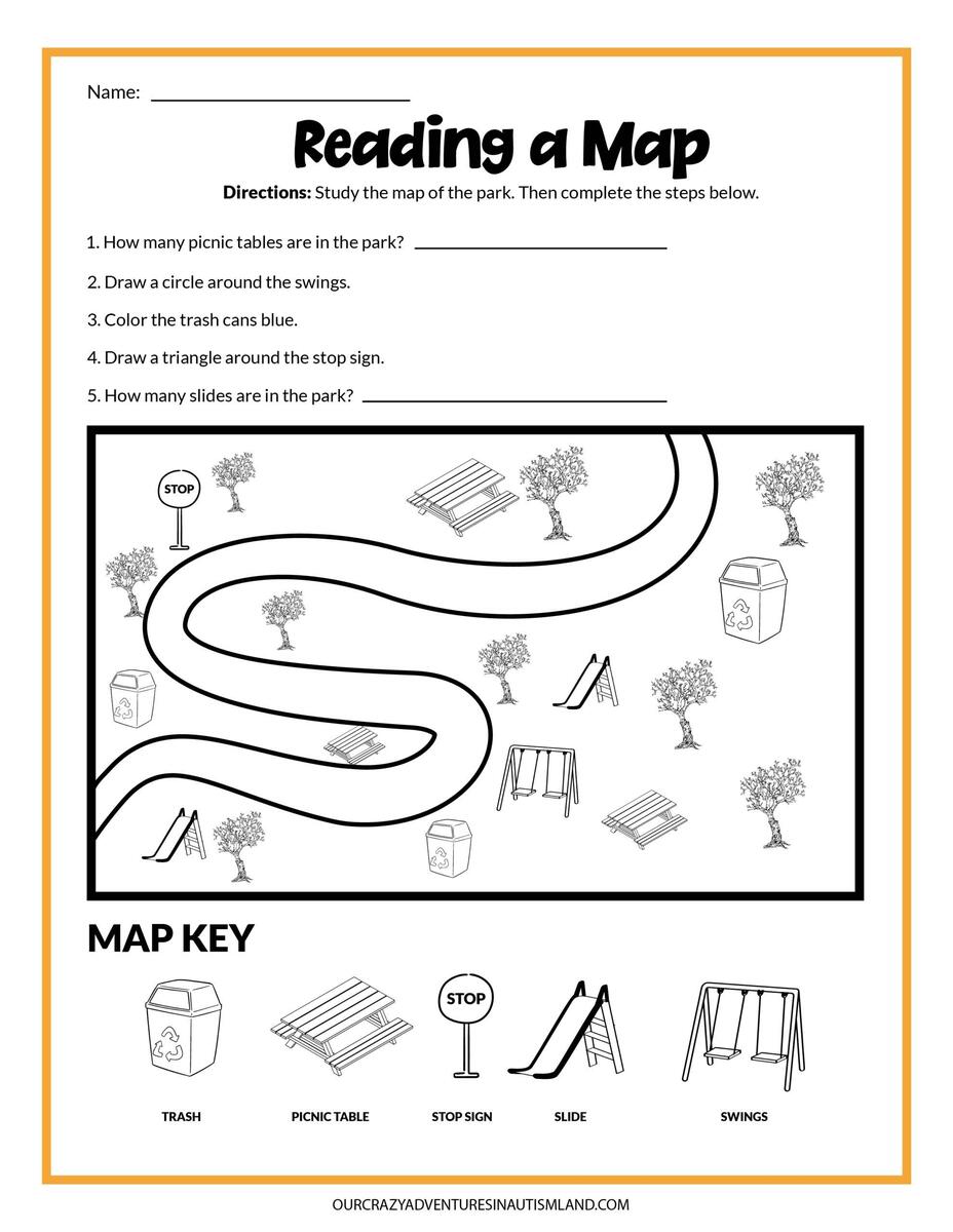 Map Skills Activity Printable Our Crazy Adventures In Autismland Map Skills Activity Printable Our Crazy Adventures In Autismland