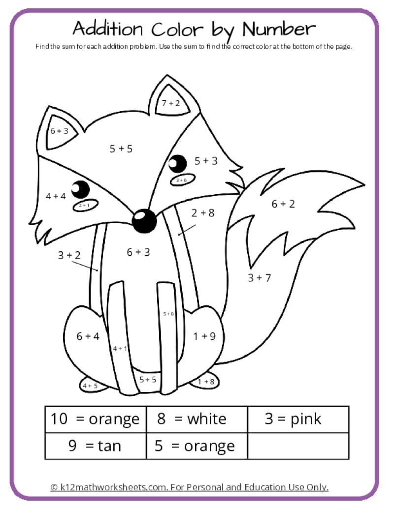 Math Coloring Pages Printable PDFs By K12mathworksheets Color By Number Free Printables The Typical Mom