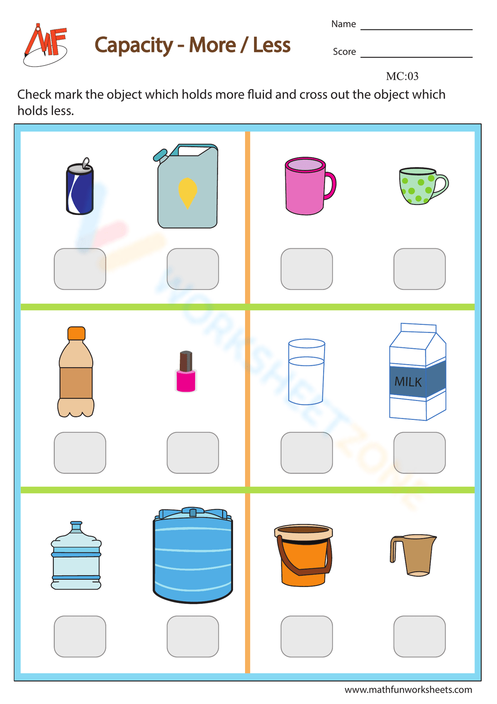 Measuring Liquid Volume Worksheets Printable