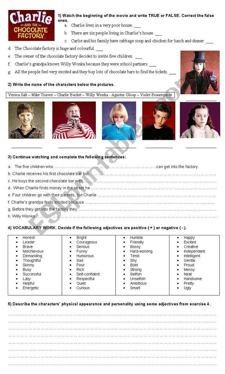 Movie Charlie And The Chocolate Factory ESL Worksheet By Ile Na Movie Charlie And The Chocolate Factory ESL Worksheet By Ile Na