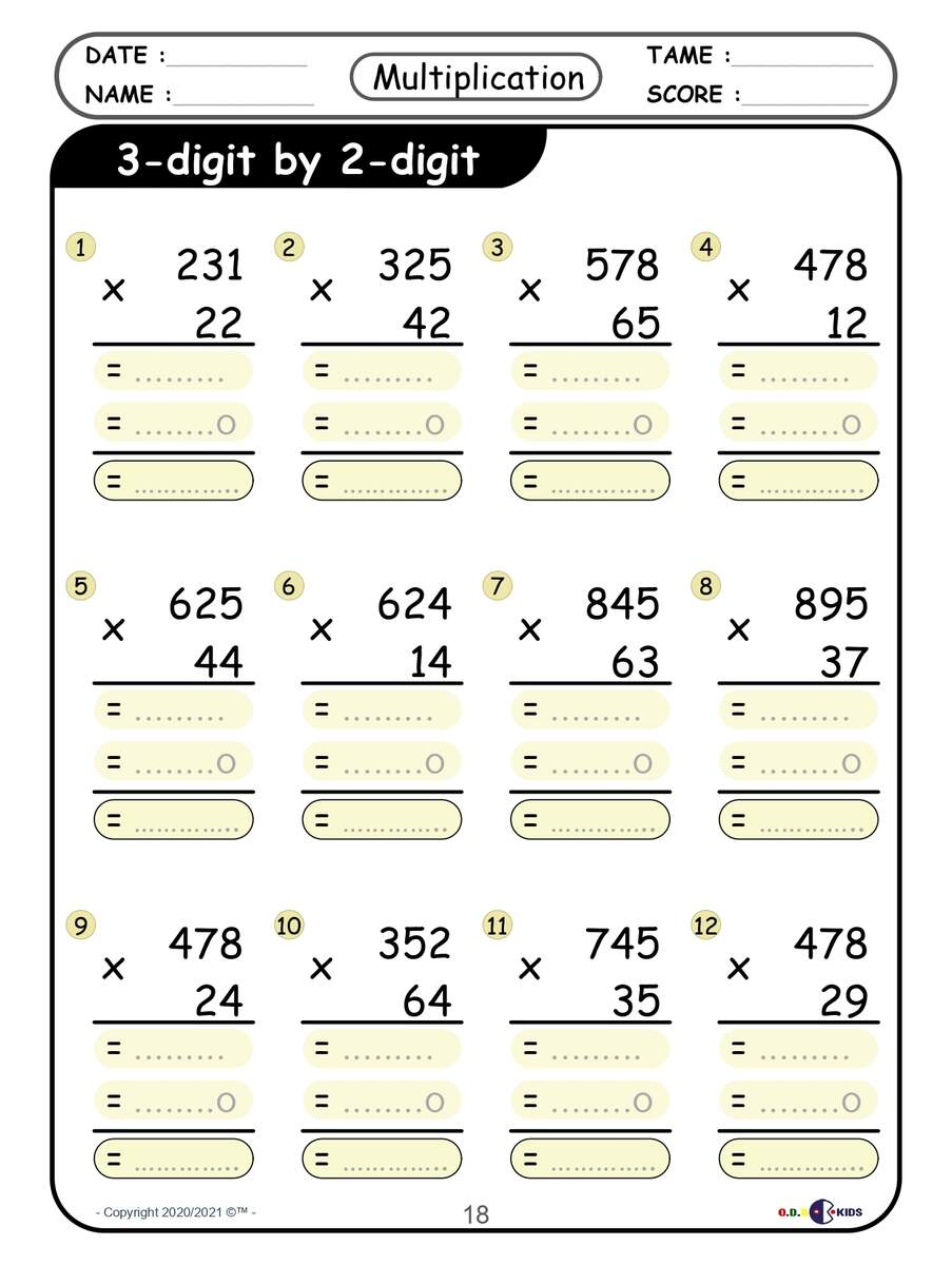 Multi Digit Multiplication Mastery Worksheets From 2 Digit To 4 Digit Operation Made By Teachers