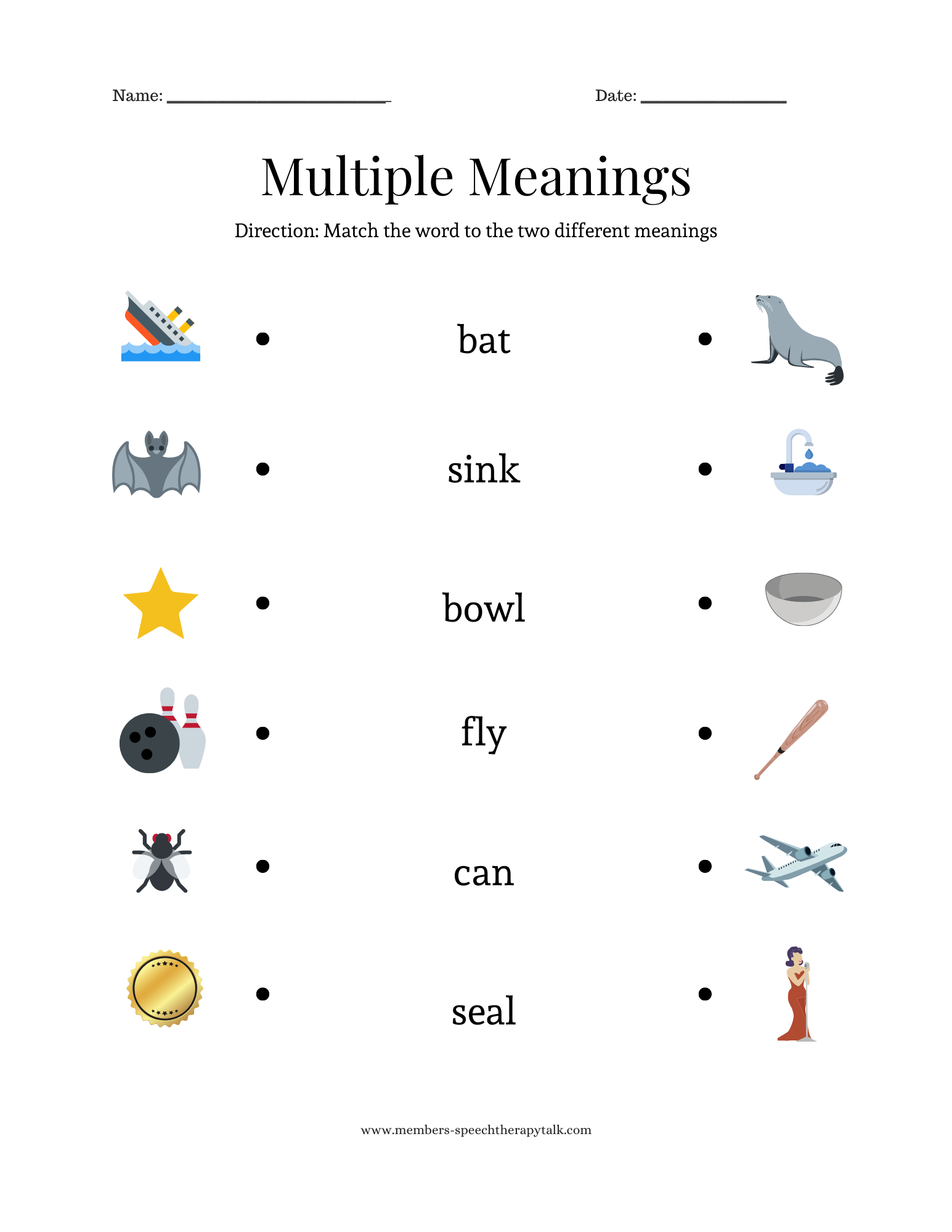 Multiple Meaning Words Online Activity Worksheets Library