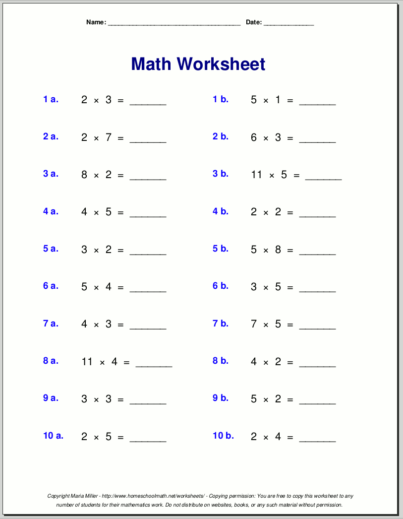 Multiplication Worksheets For Grade 3 Third Grade Math Worksheets PDF Free Download
