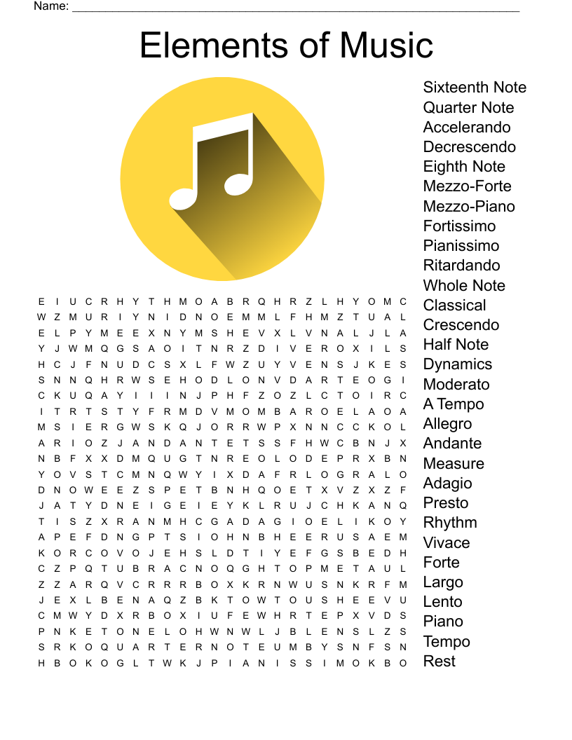 Music Vocabulary Worksheet WordMint