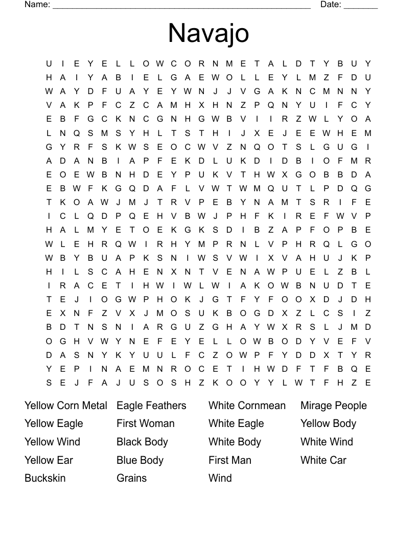 Navajo Word Search WordMint Free Navajo Code Talkers Worksheet And How To Make Dog Tags Activity