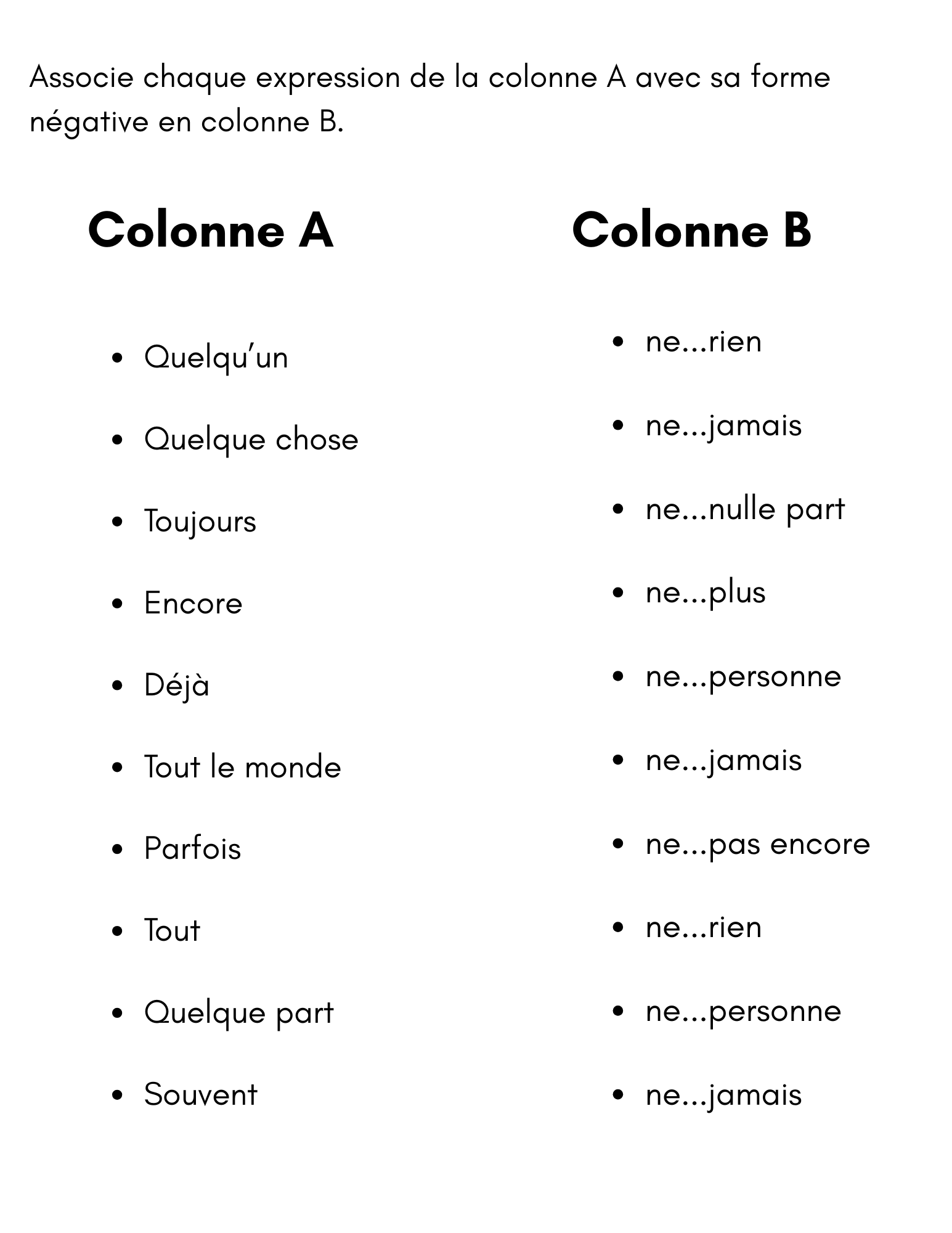 Negative Expressions In French Exercises Les Expressions N Gatives Made By Teachers Negative Expressions In French Exercises Les Expressions N Gatives Made By Teachers