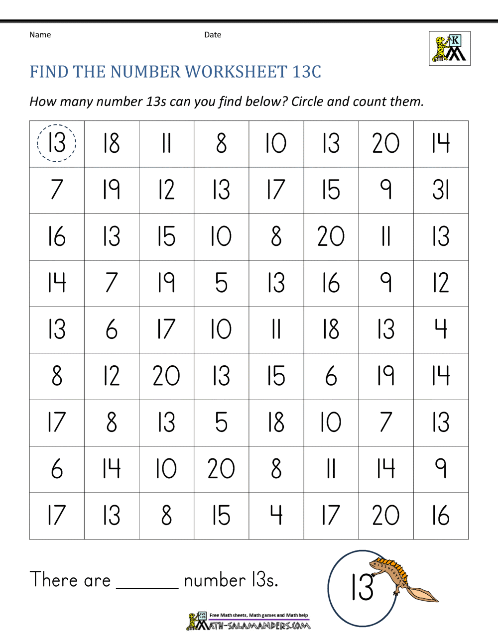 Number 13 Worksheets For Preschool Number 13 Worksheets For Preschool