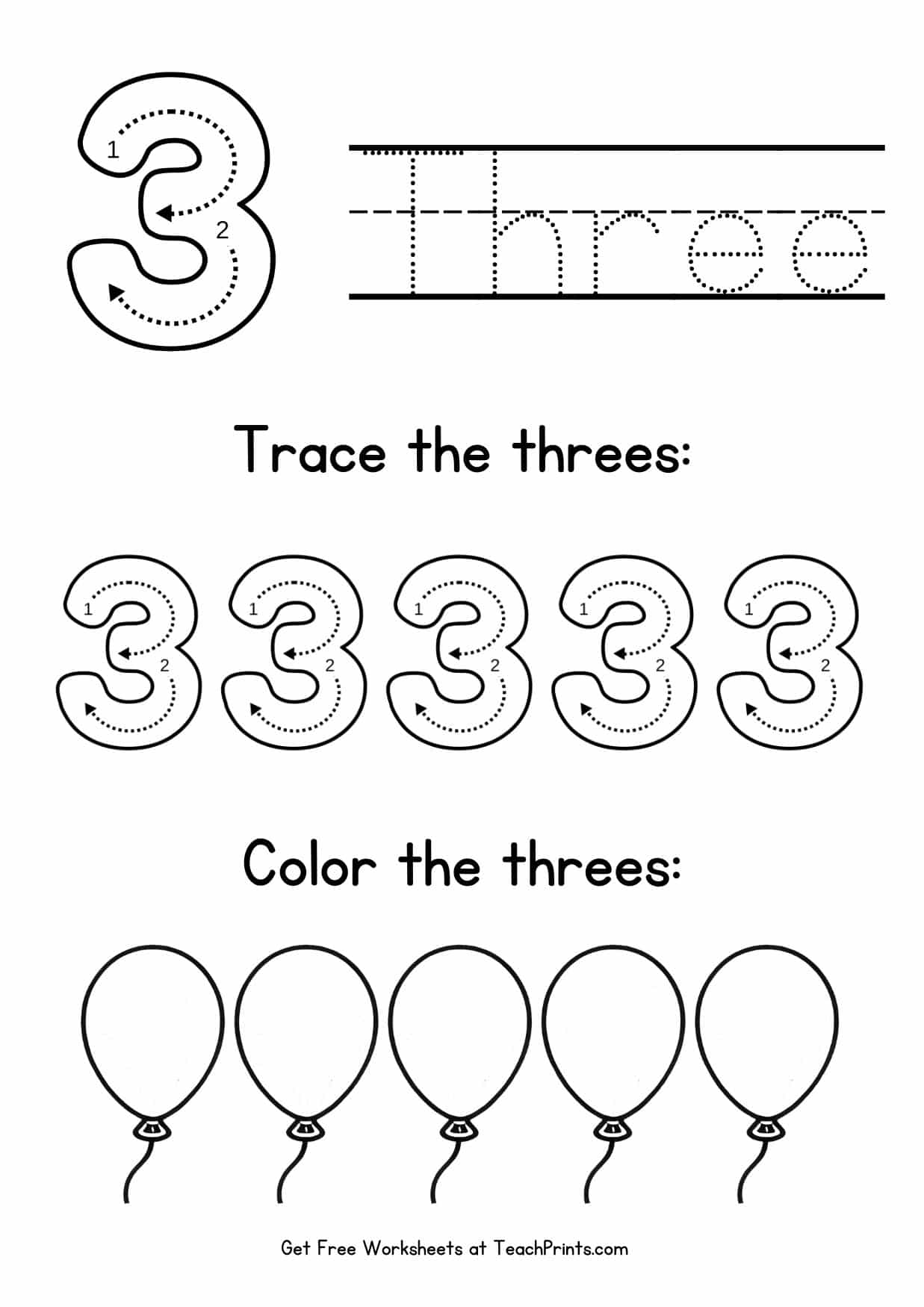 Number 3 Tracing Worksheets Free Printables Teach Prints Number 3 Tracing Worksheets Free Printables Teach Prints