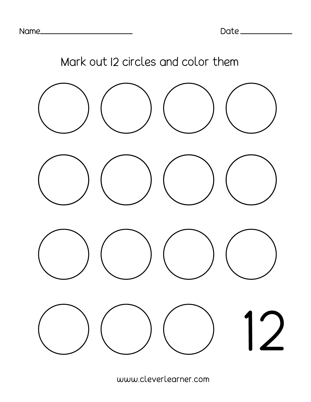 Number Twelve Writing Counting And Identification Printable Worksheets For Children Number Twelve Writing Counting And Identification Printable Worksheets For Children