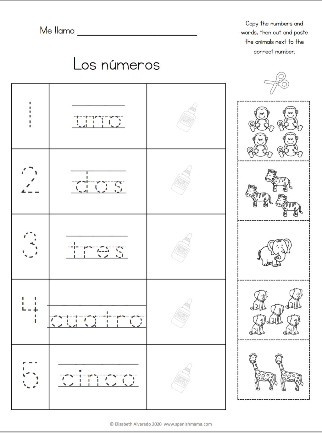 Spanish Numbers Worksheet Free Printable Digital PDF