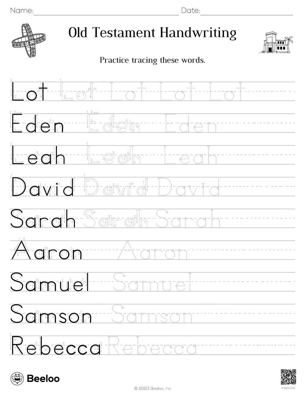 Old Testament Themed Word Tracing Worksheets Beeloo Printable Crafts And Activities For Kids Old Testament Themed Word Tracing Worksheets Beeloo Printable Crafts And Activities For Kids