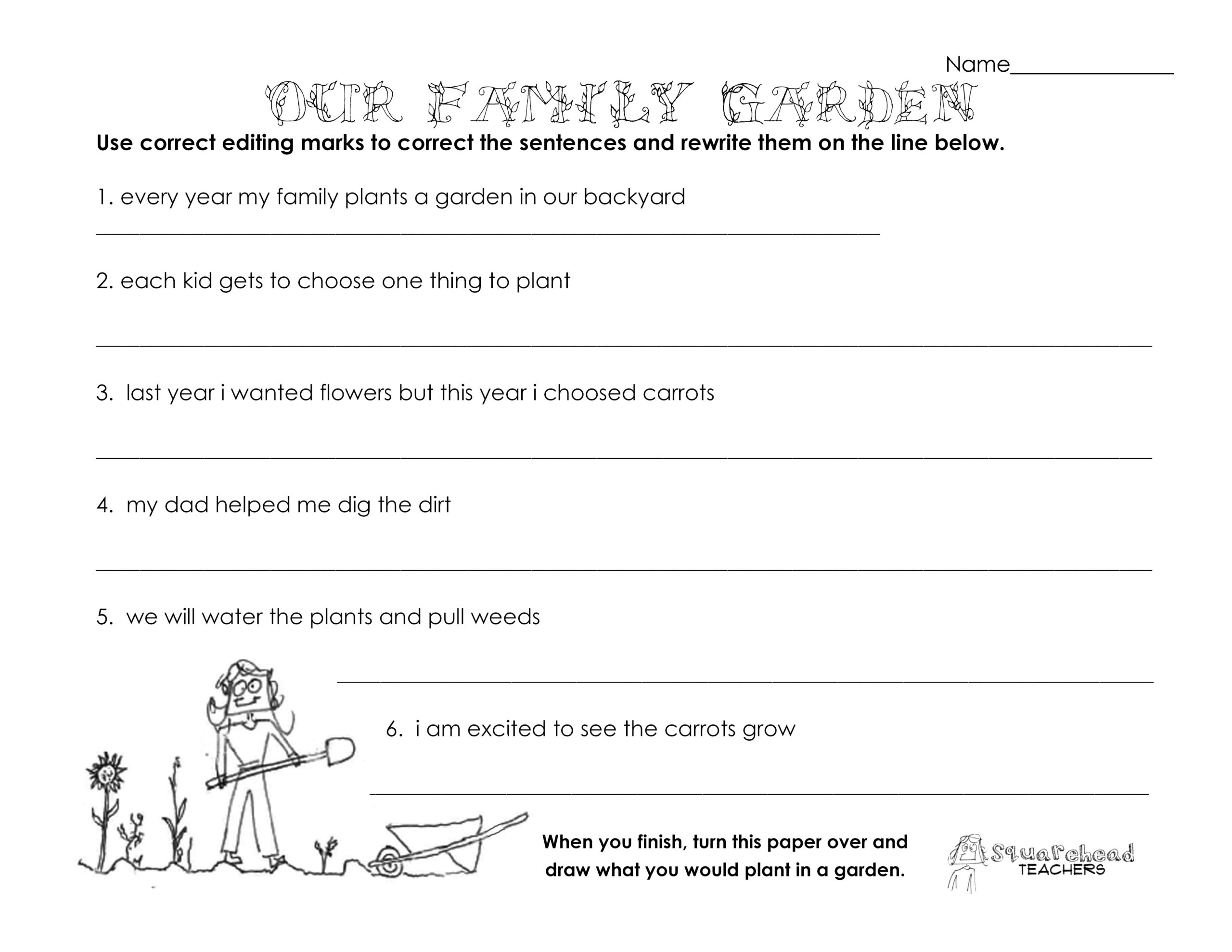 Our Family Garden Grammar Worksheet Squarehead Teachers Our Family Garden Grammar Worksheet Squarehead Teachers