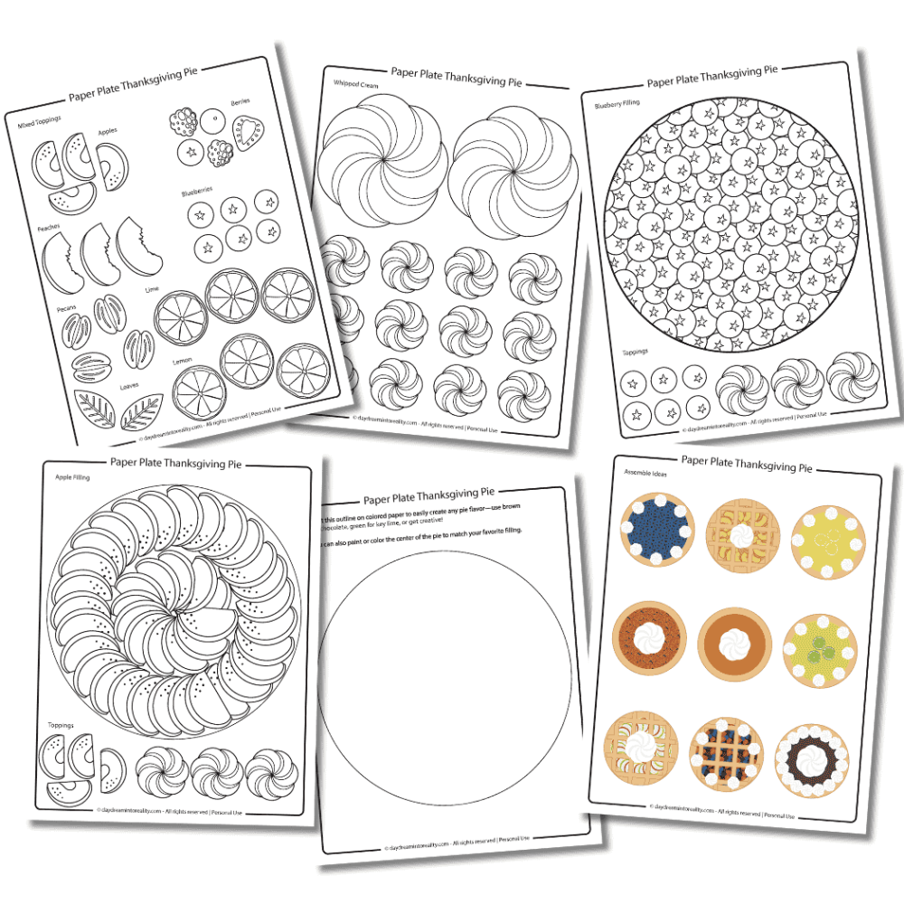 Paper Plate Thanksgiving Pies Craft For Kids Pumpkin Apple More Free PDF Template Daydream Into Reality