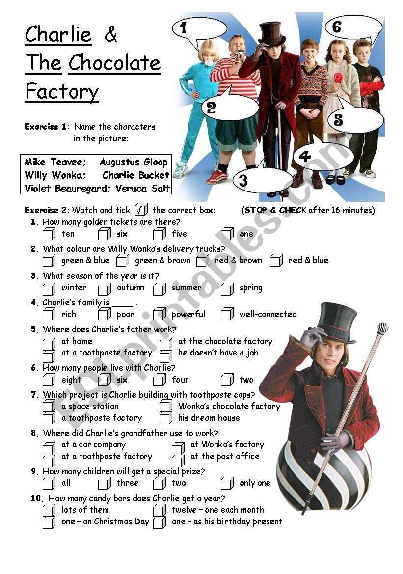 PART 1 4 Charlie The Chocolate Factory Movie Worksheet ESL Worksheets Library PART 1 4 Charlie The Chocolate Factory Movie Worksheet ESL Worksheets Library