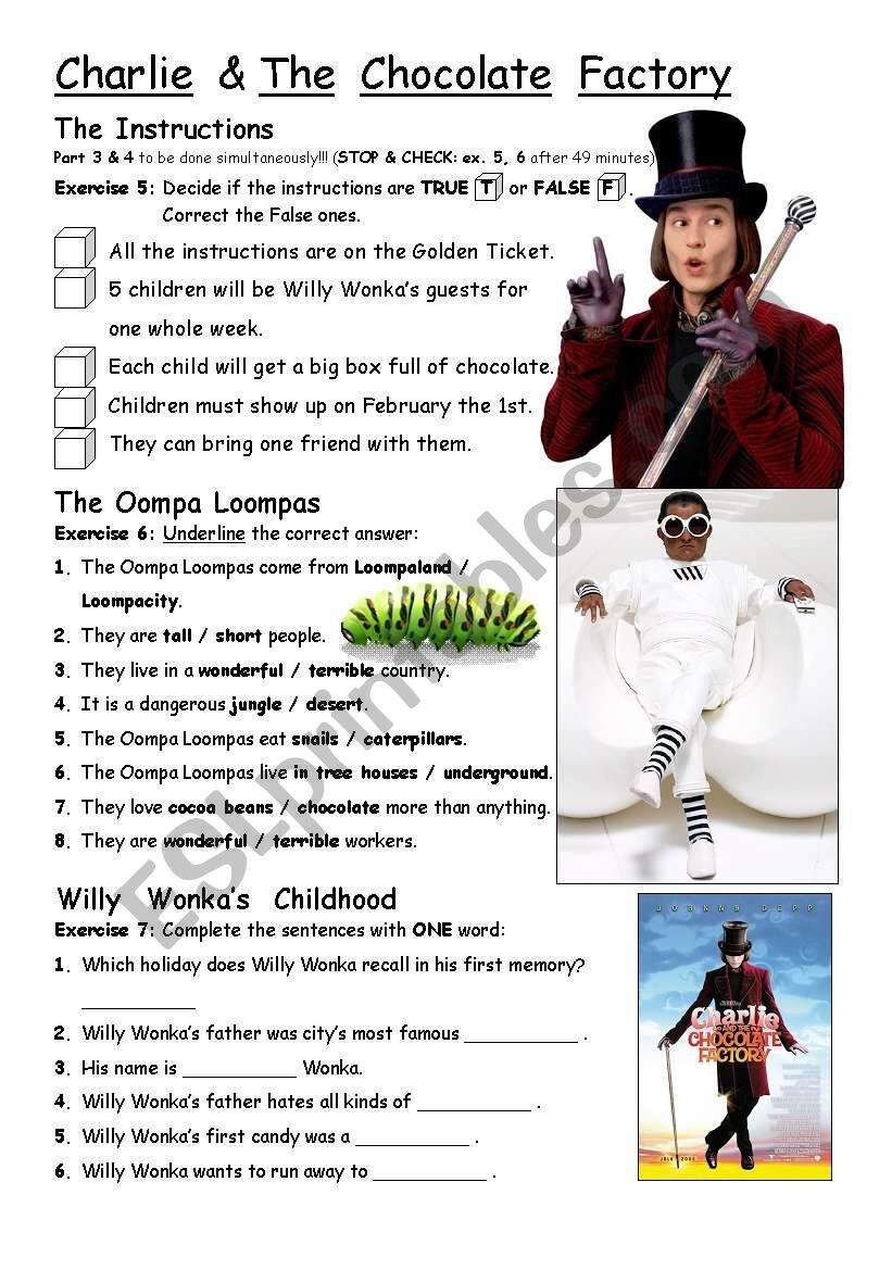 PART 3 4 Charlie The Chocolate Factory Movie Worksheet ESL Worksheet By Agacica PART 3 4 Charlie The Chocolate Factory Movie Worksheet ESL Worksheet By Agacica