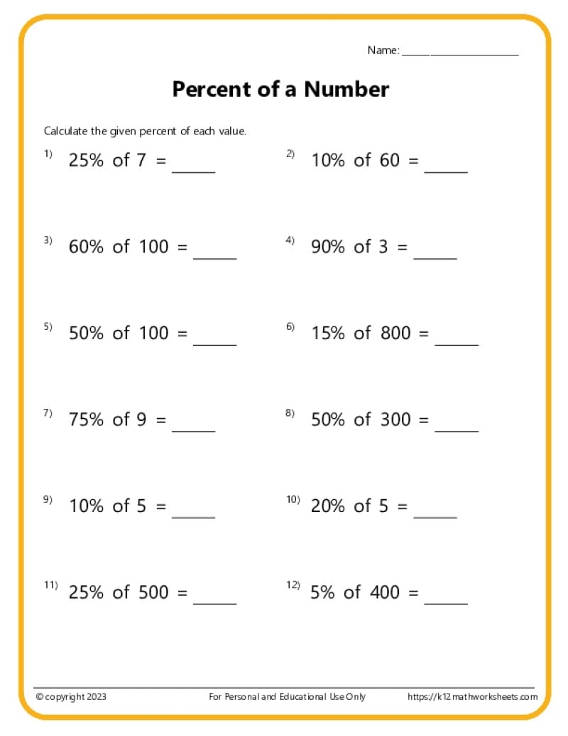 Percent Of A Number Worksheets Percents Of An Amount B Worksheet Fun And Engaging Printable PDF 6th Grade Number And Operation Worksheet Cazoom Math