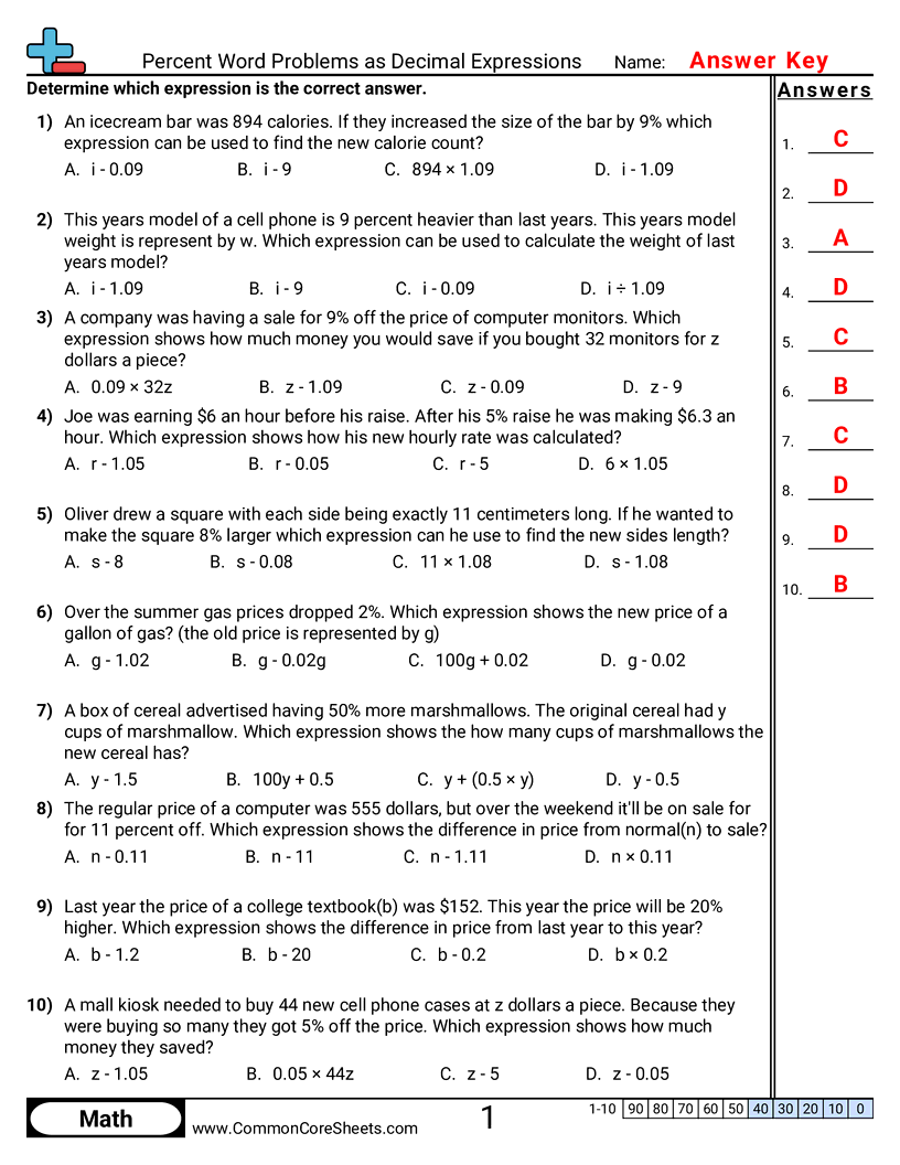 Percent Word Problems As Decimal Expressions Worksheet Download Percent Word Problems As Decimal Expressions Worksheet Download
