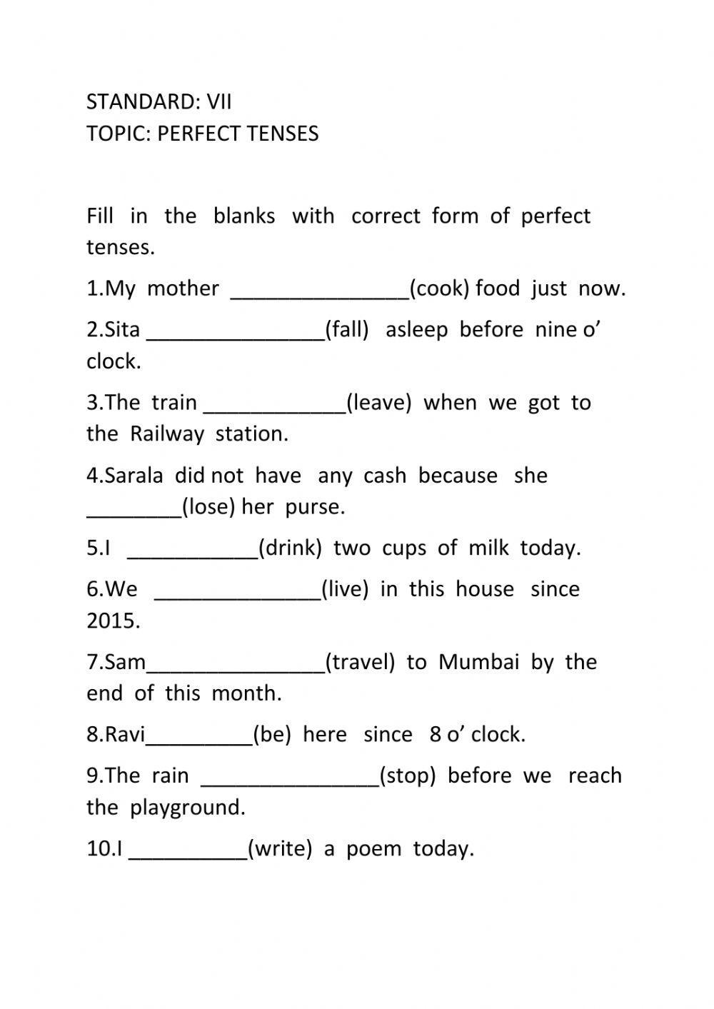 Perfect Tenses Worksheet Worksheets Library Perfect Tenses Worksheet Worksheets Library