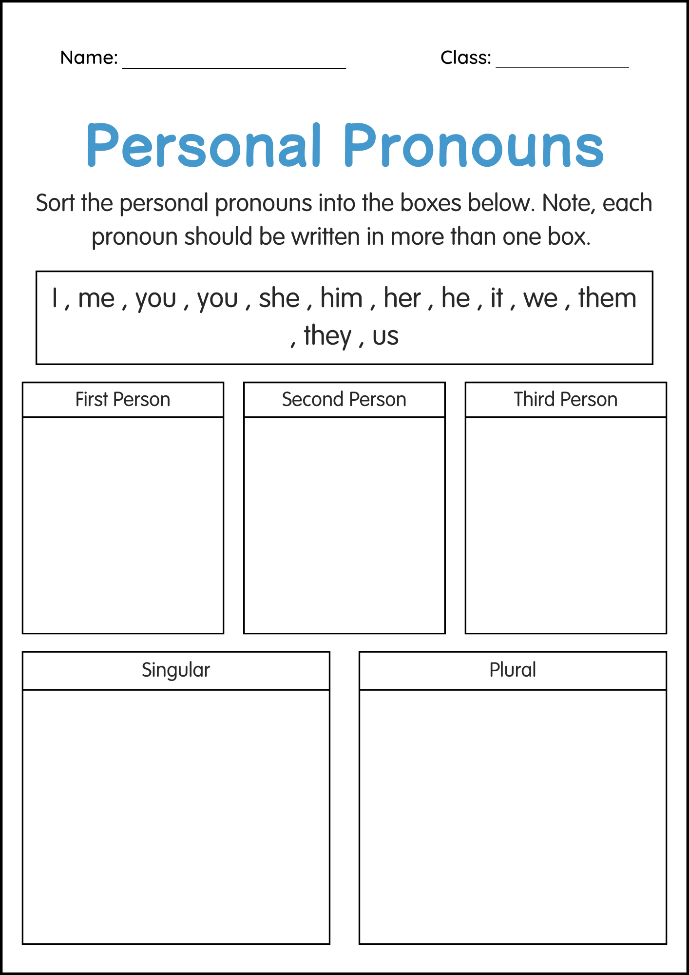 Personal Pronouns Activity Worksheets For Grade 2 3 4 Made By Teachers Personal Pronouns Activity Worksheets For Grade 2 3 4 Made By Teachers