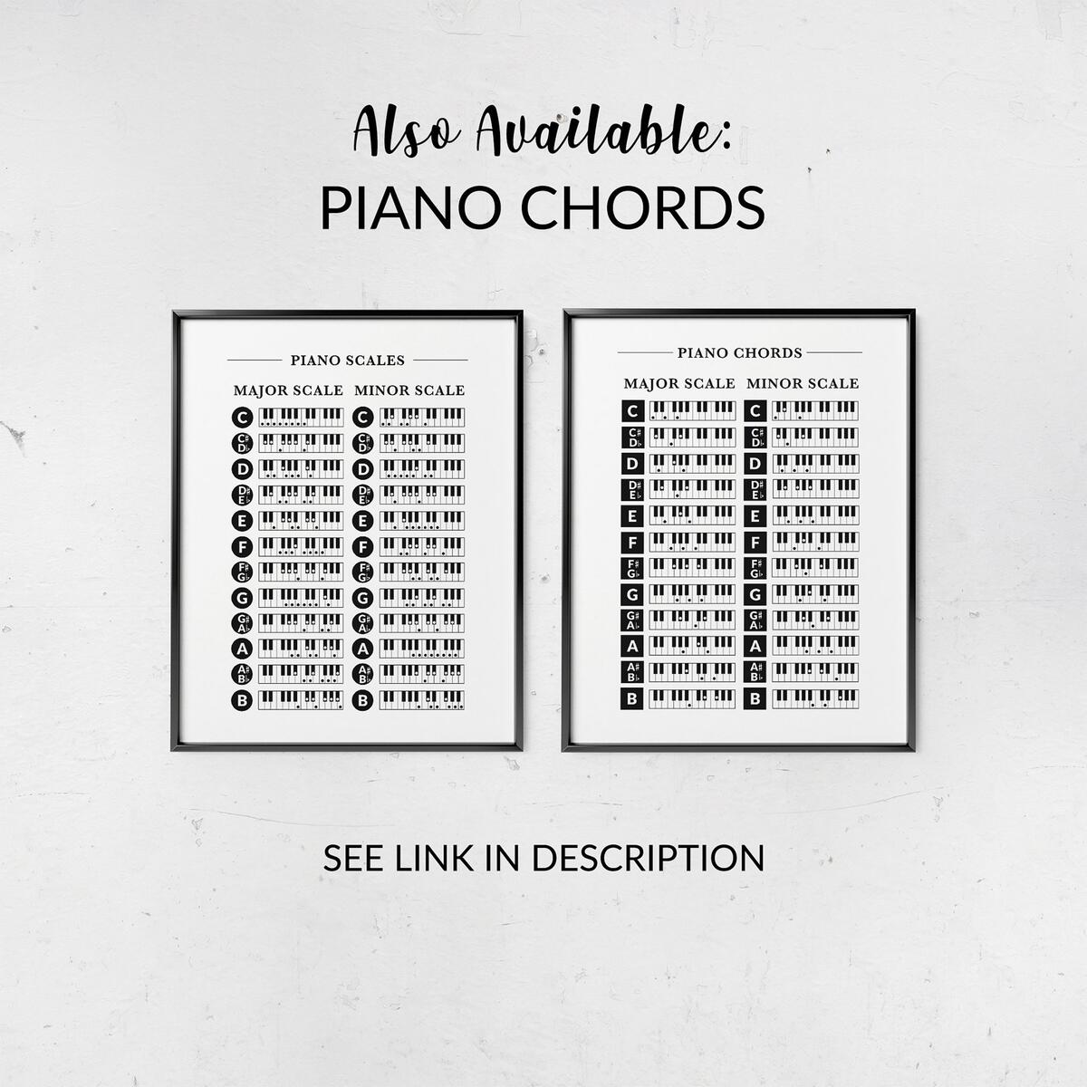 Piano Scales Chart Major Minor Scales Music Education Digital Download Etsy